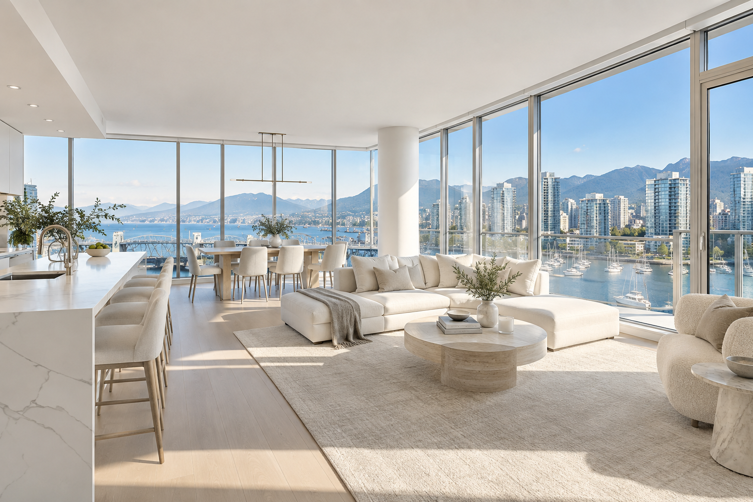 Modern luxury interior with panoramic view